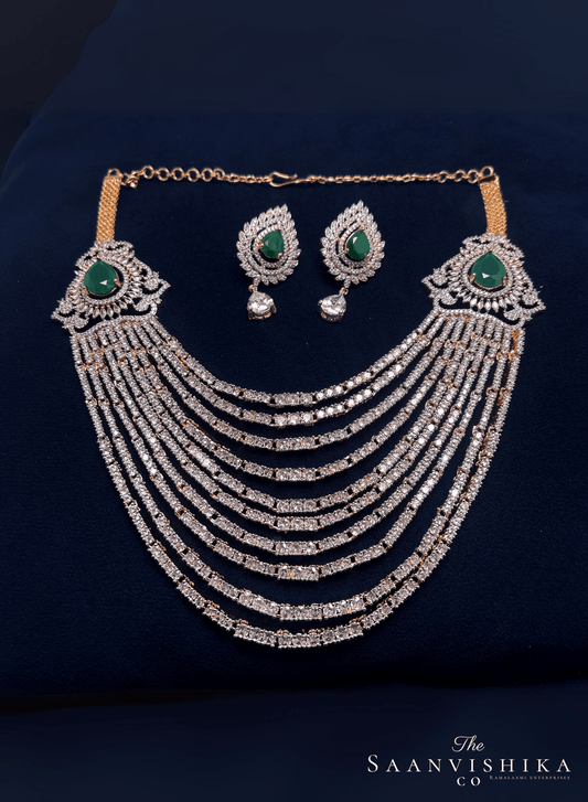 Grand 4 in 1 Interchangeable Multi Layer Diamond Necklace with Earrings
