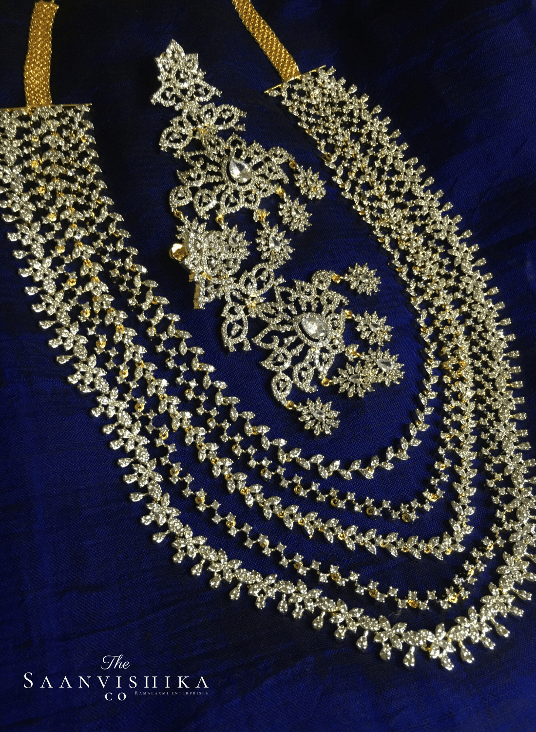 Multi Layer Grand Diamond Necklace with Earrings
