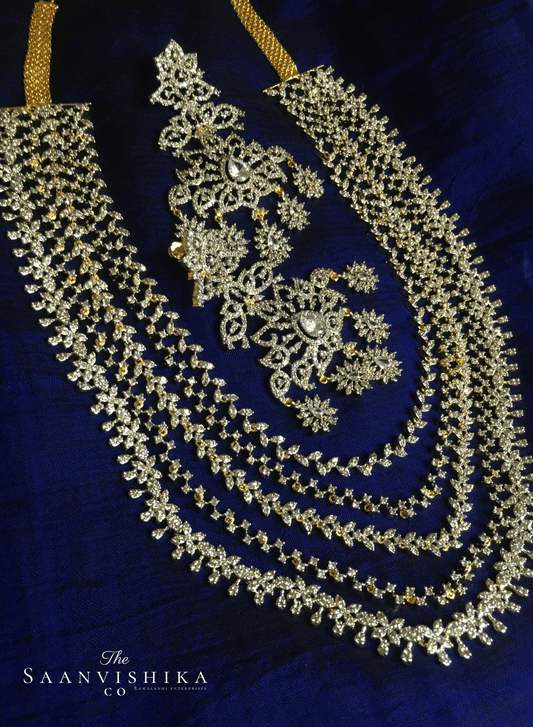 Multi Layer Grand Diamond Necklace with Earrings