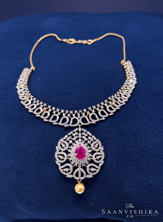 Grand Pendant Pearl Diamond Necklace Ruby