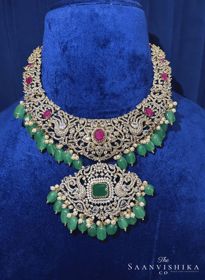 Detachable Pendant Beads Necklace with Jumka Green