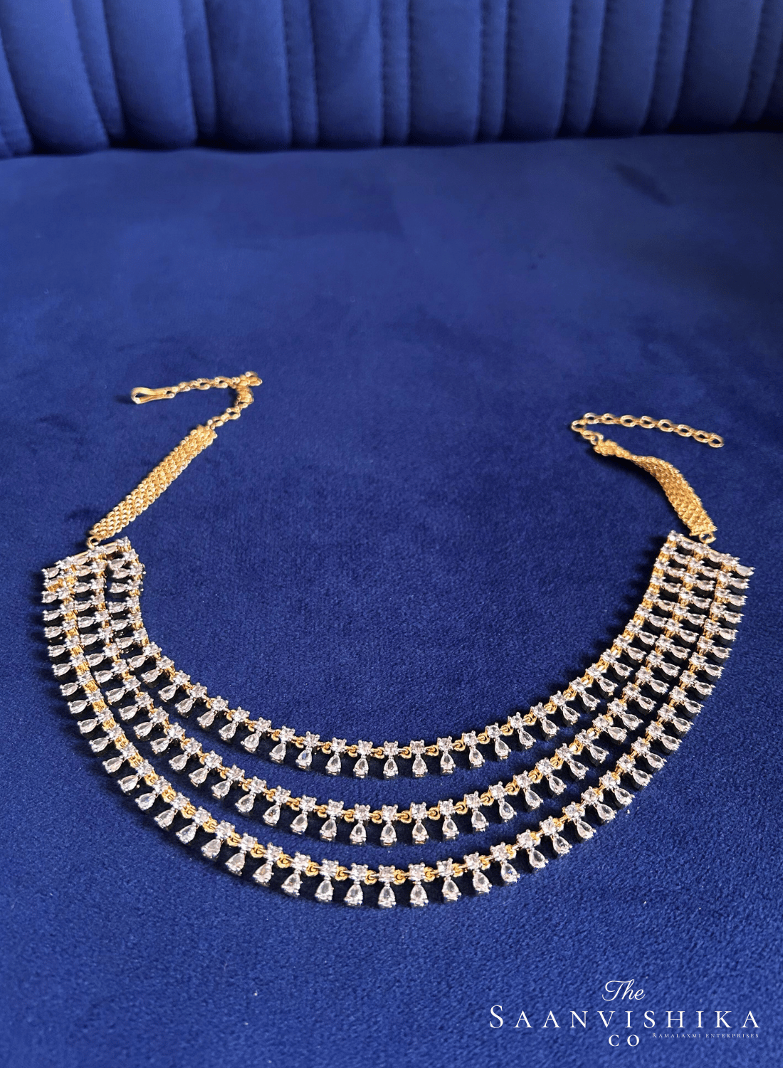 3 Layer American Diamond Short Necklace