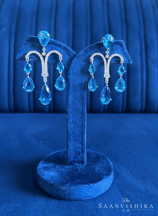 Sky Blue Gemstone Diamond Earrings