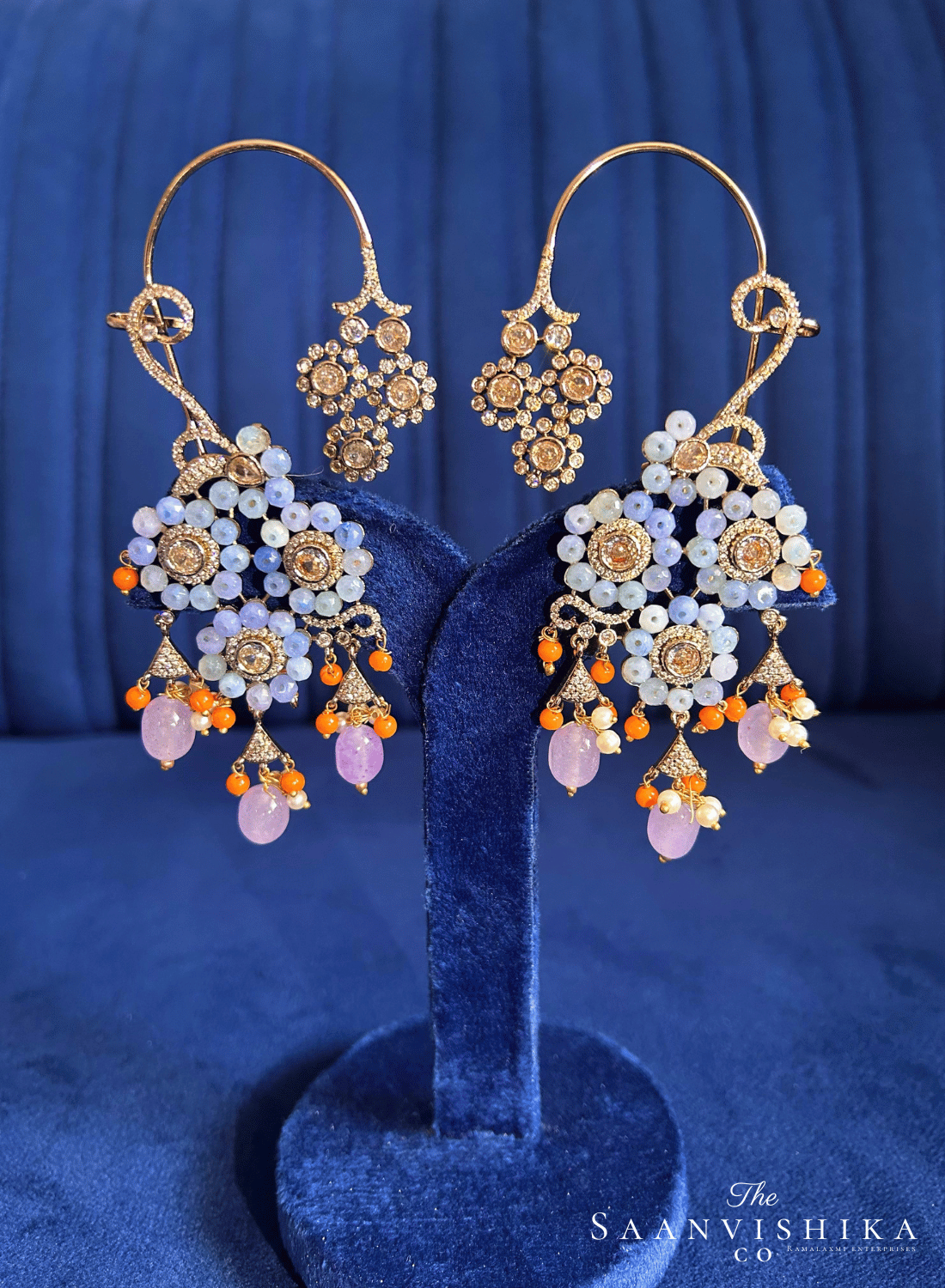 Grand Earcuffs with Natural Beads Purple