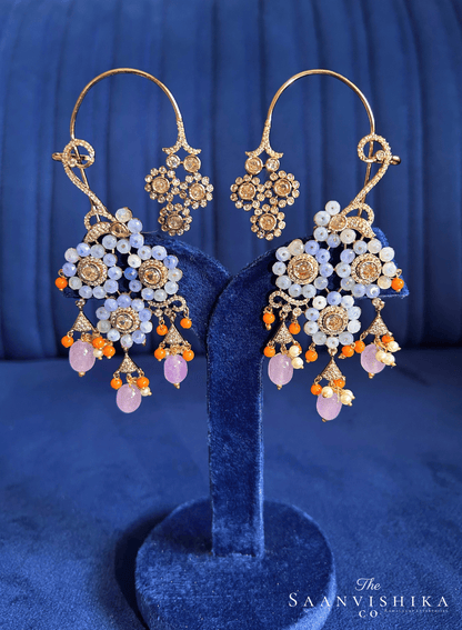 Grand Earcuffs with Natural Beads Purple