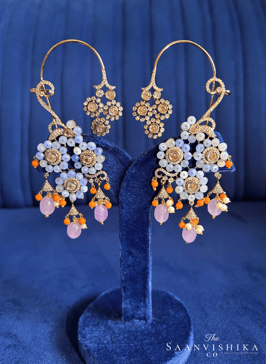 Grand Earcuffs with Natural Beads Purple
