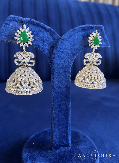 Droplet Jhumka Earrings Green