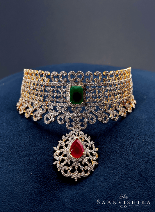 Grand Diamond Replica Close Neck Choker with earrings