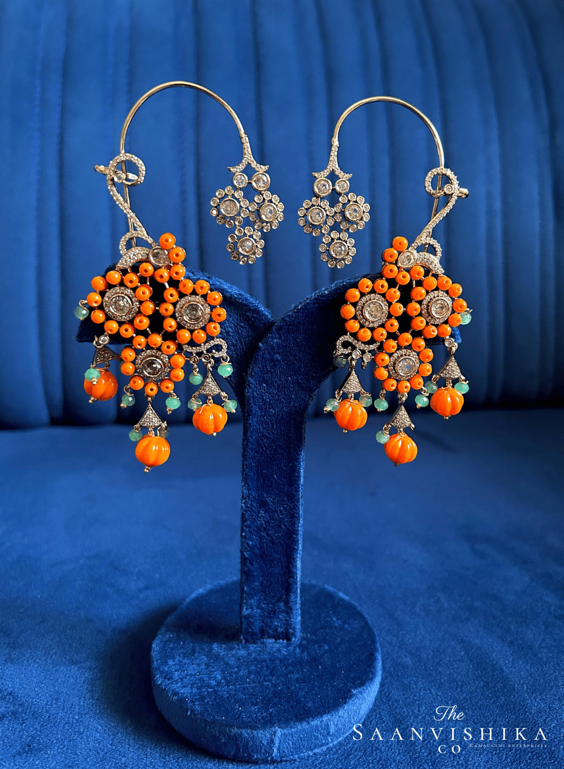 Grand Earcuffs with Natural Beads Orange