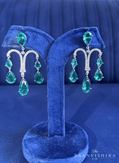 Seagreen Gemstone Diamond Earrings