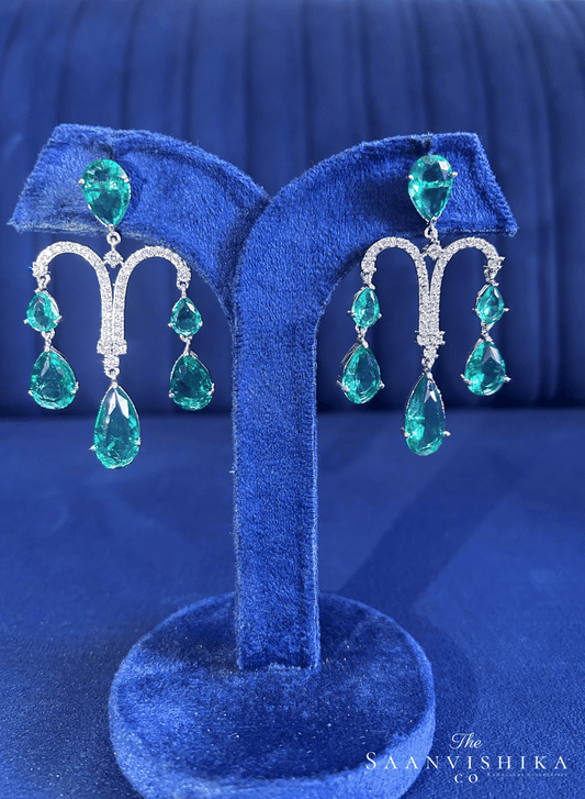 Seagreen Gemstone Diamond Earrings