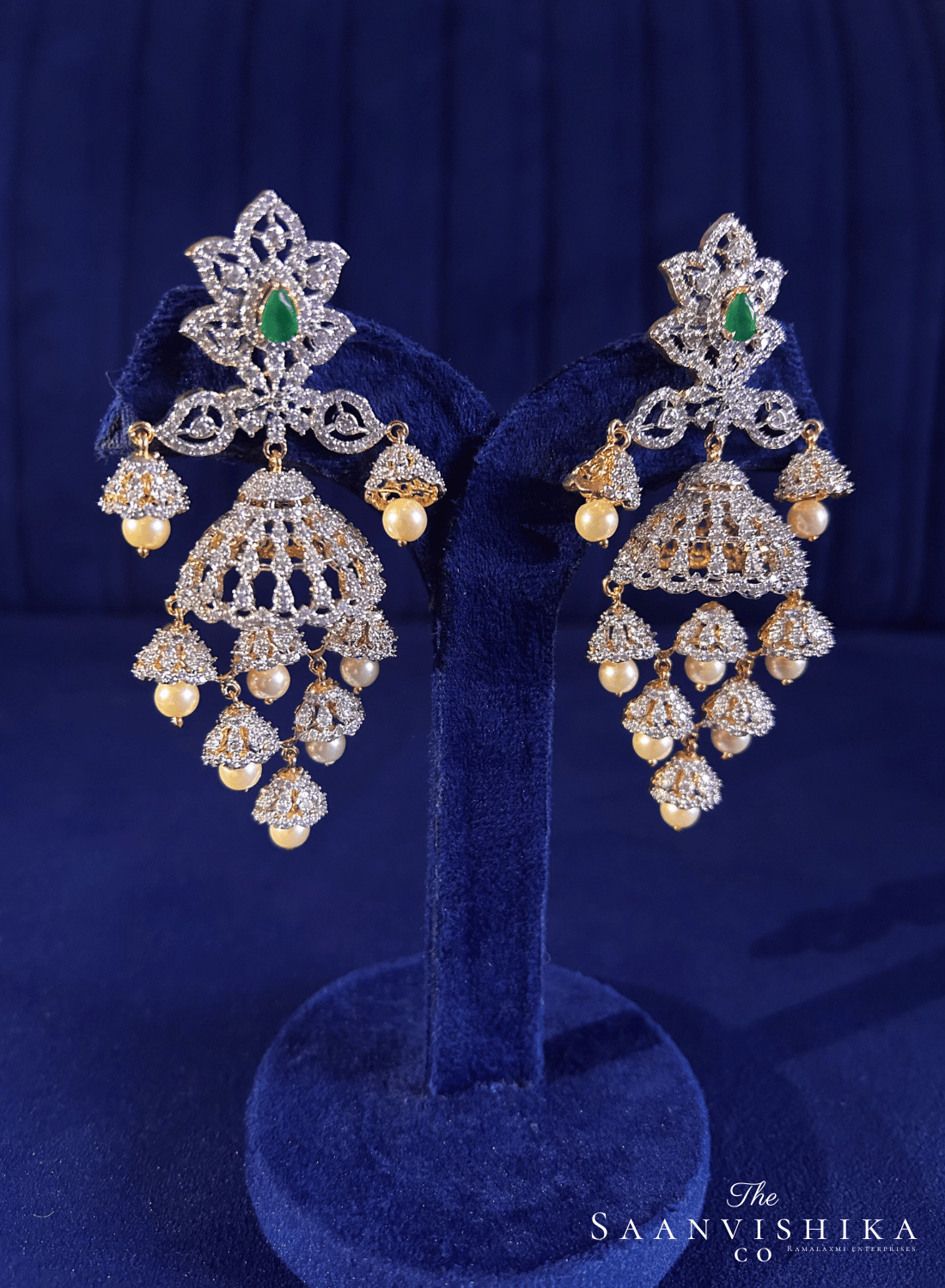 GJ Bridal Pearl Jhumka (Green)