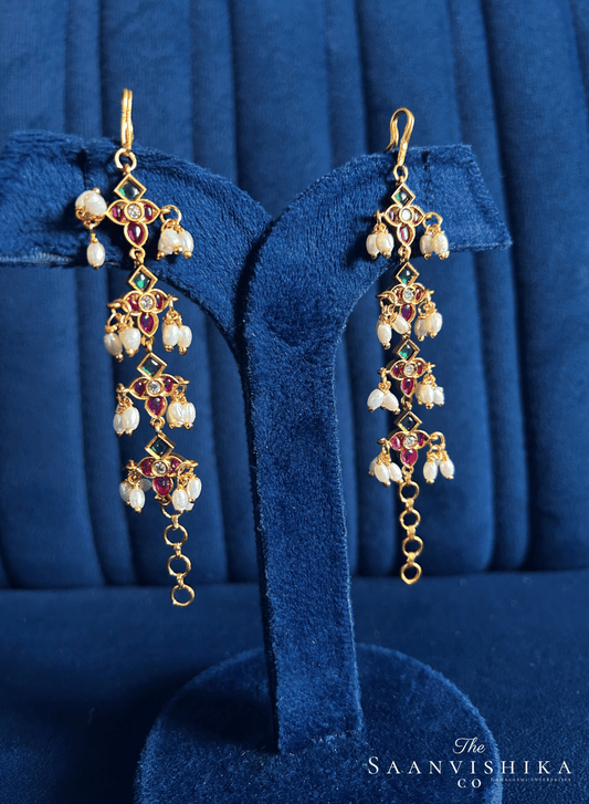 Rice Pearl Earchain (Multi Color)