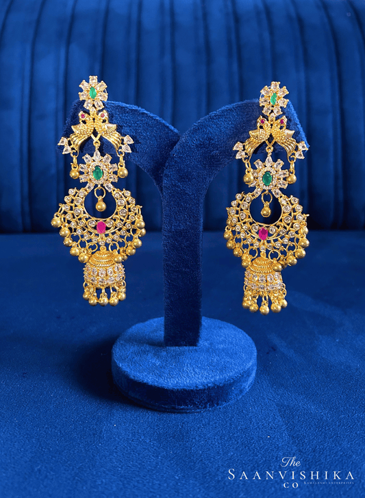 Two Peacock Gold Chandbali