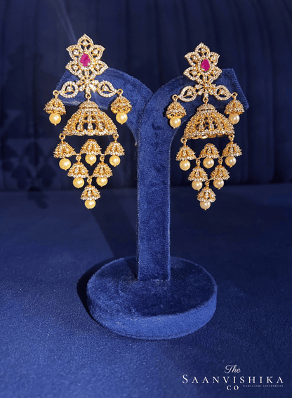 Bridal Pearl Jhumka (Red)