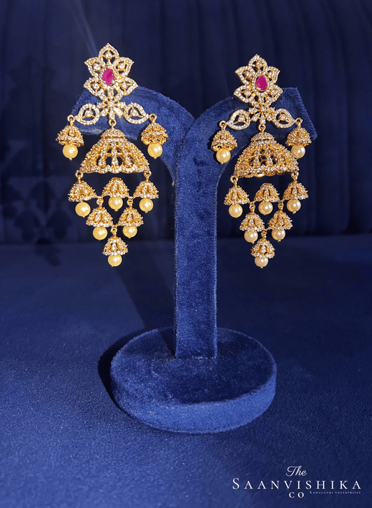 Bridal Pearl Jhumka (Red)