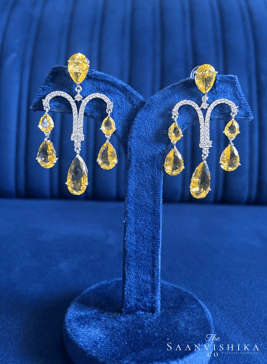 Yellow Gemstone Diamond Earrings