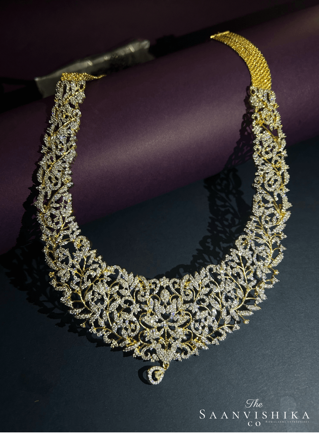 Platinum Diamond Haram with Earrings