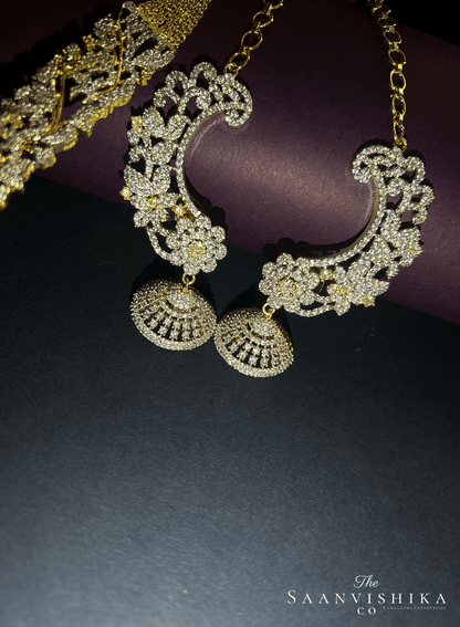 Platinum Diamond Haram with Earrings