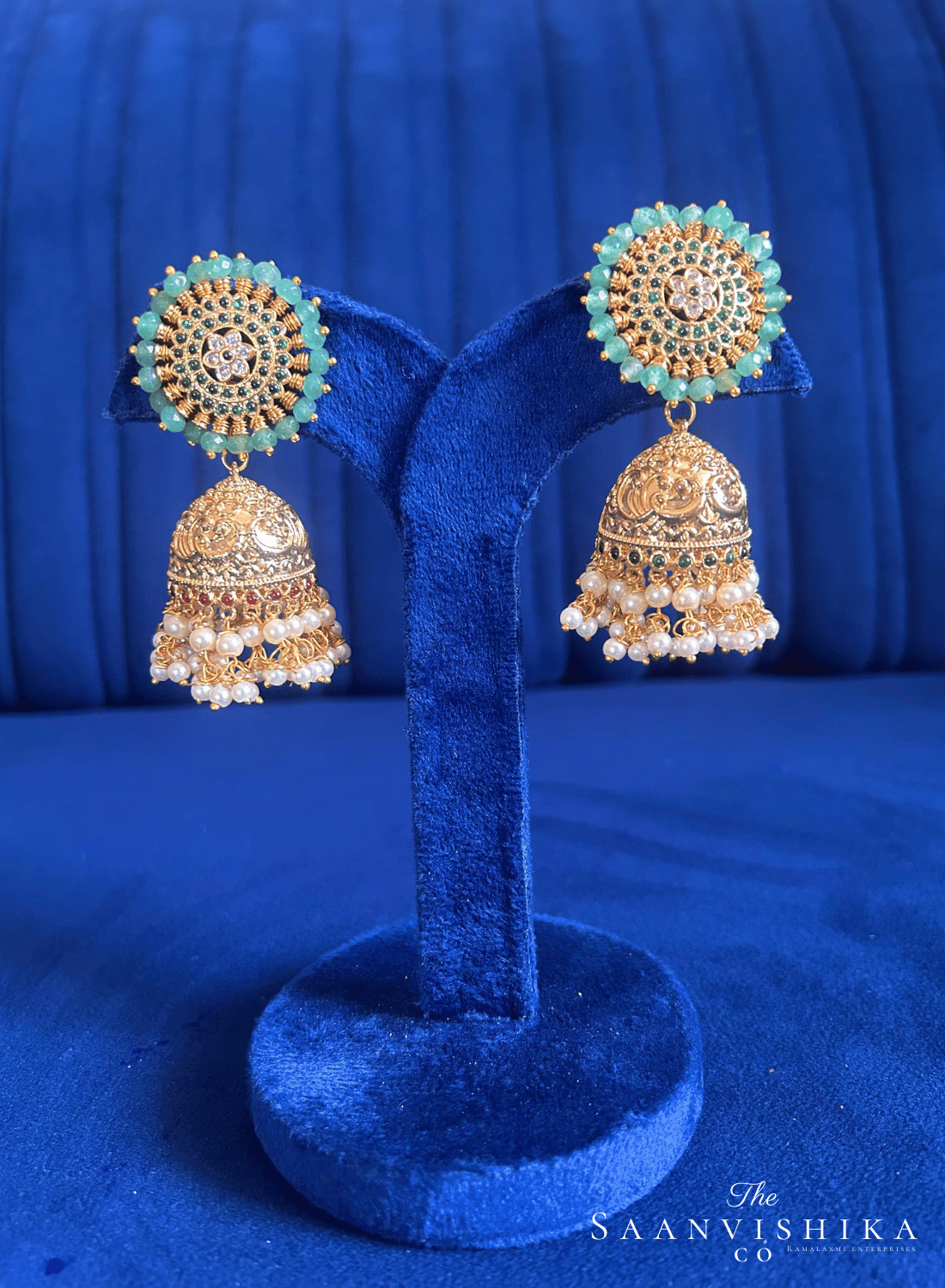 Grand Designer Pearls Jhumka Earrings Gold
