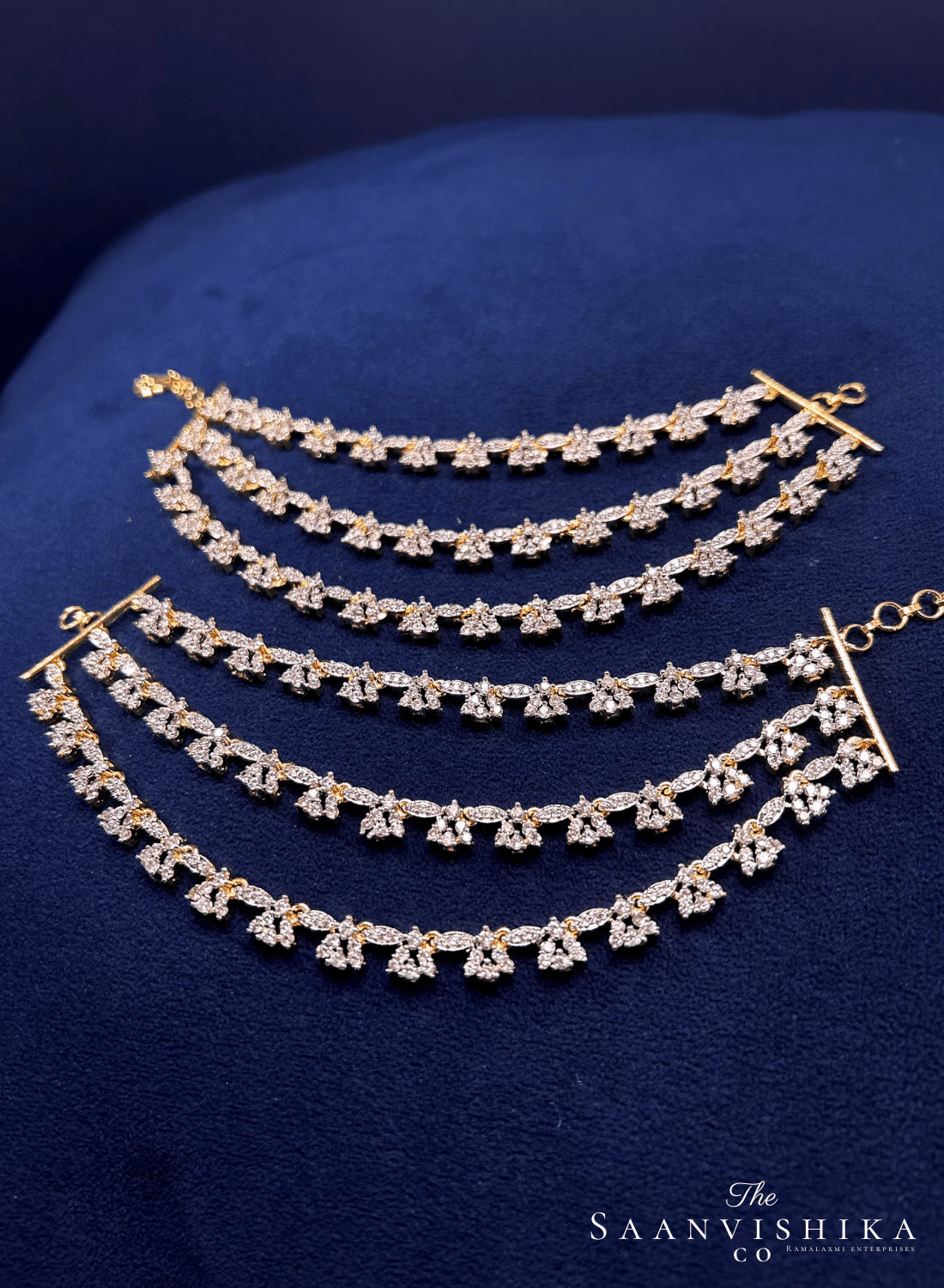3 Line Bridal Diamond Replica Earchain