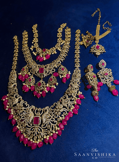 Bridal grand detachable 10-1 Peacock Jewellery Set