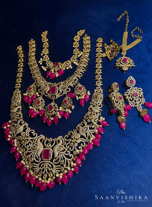 Bridal grand detachable 10-1 Peacock Jewellery Set