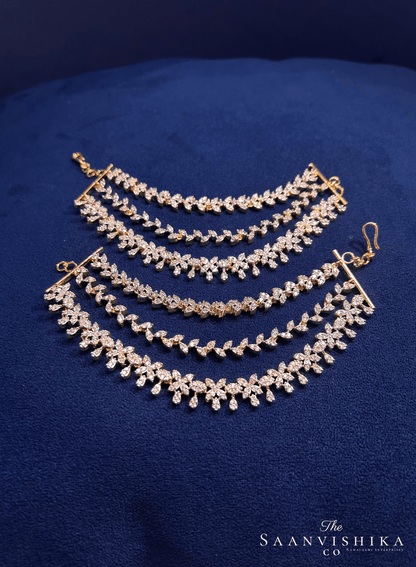 3 Line Floral Bridal Diamond Replica Earchain