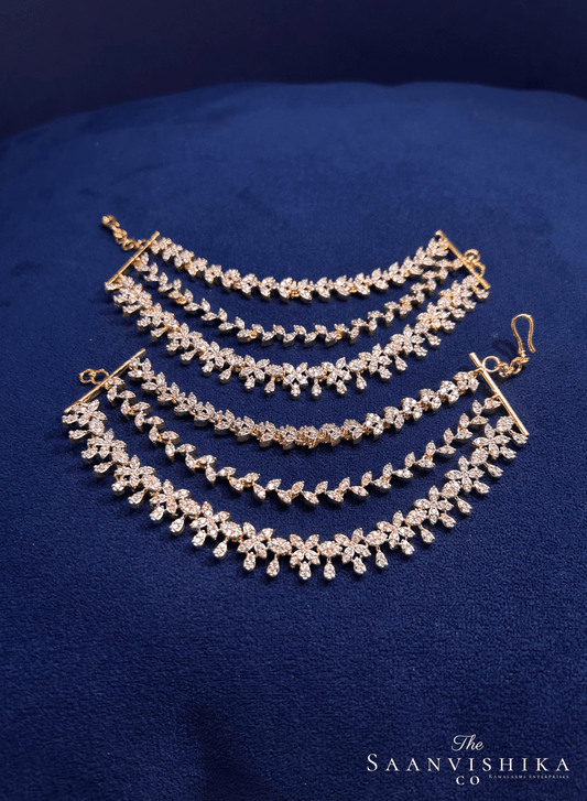 3 Line Floral Bridal Diamond Replica Earchain