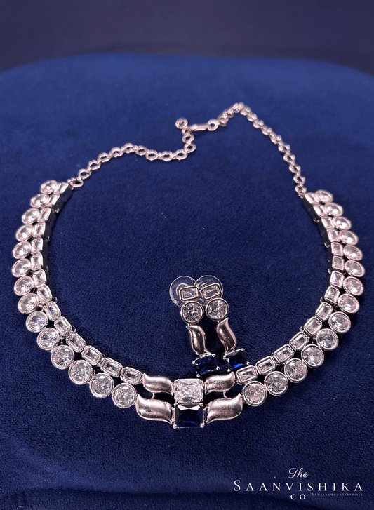Silver Purple Gemstone Neck Patti