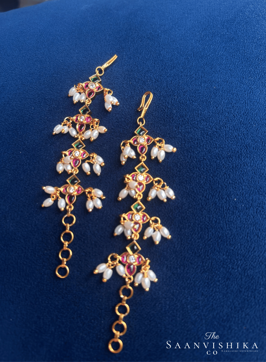 Rice Pearl Earchain (Multi Color)