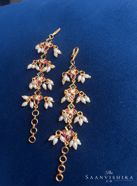 Rice Pearl Earchain (Multi Color)