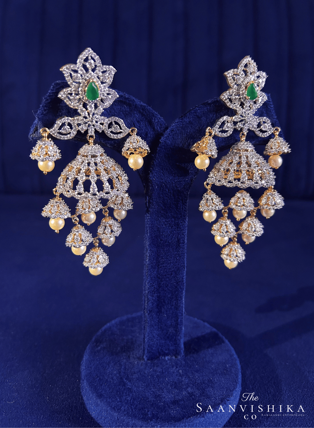 GJ Bridal Pearl Jhumka (Green)