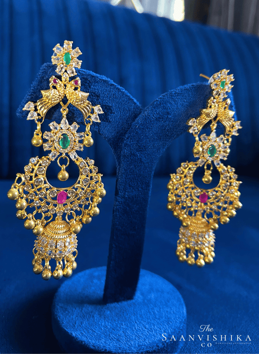Two Peacock Gold Chandbali