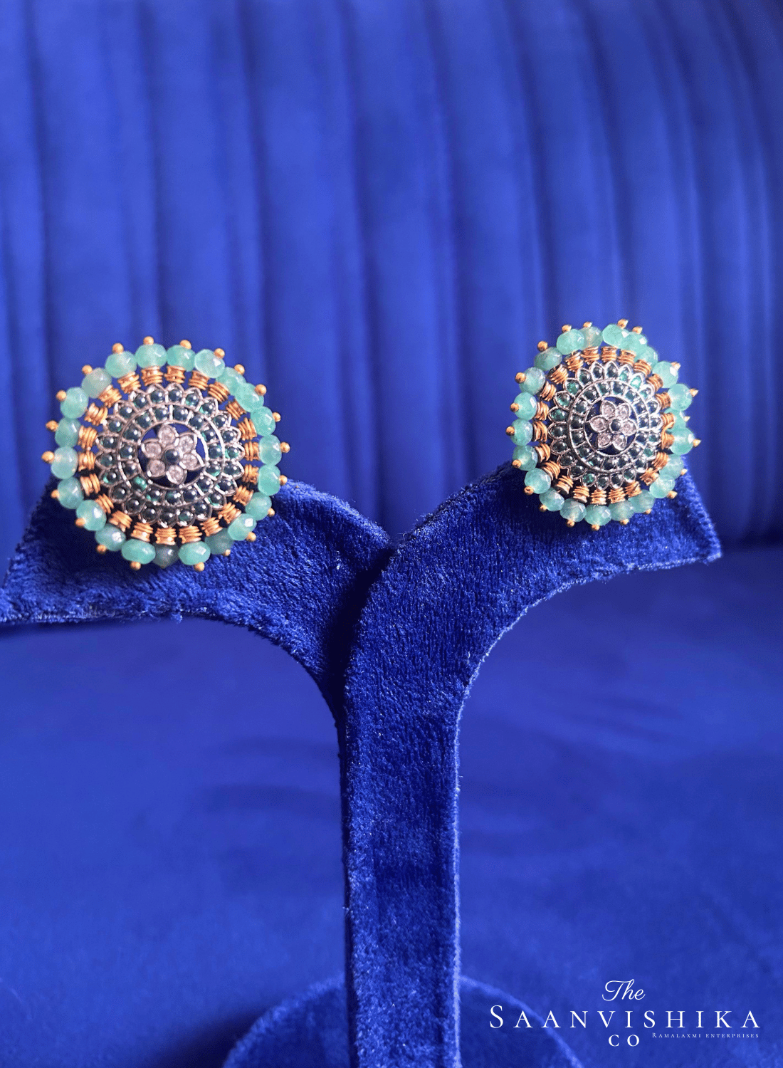 Green Beads Stud Earrings
