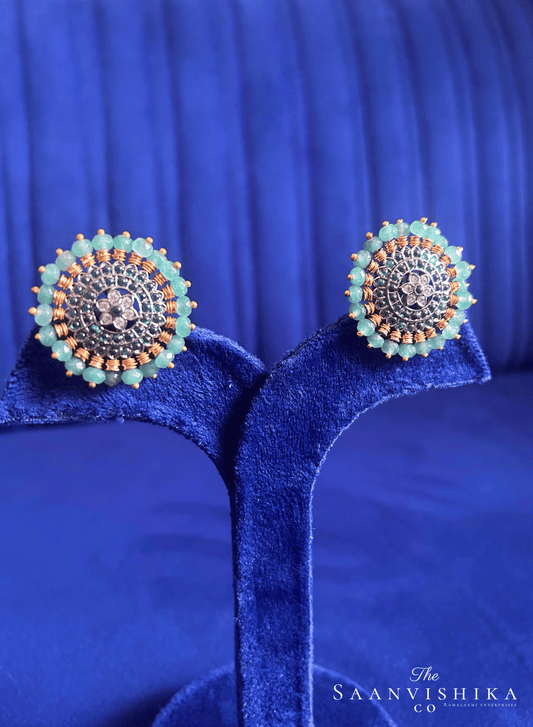 Green Beads Stud Earrings