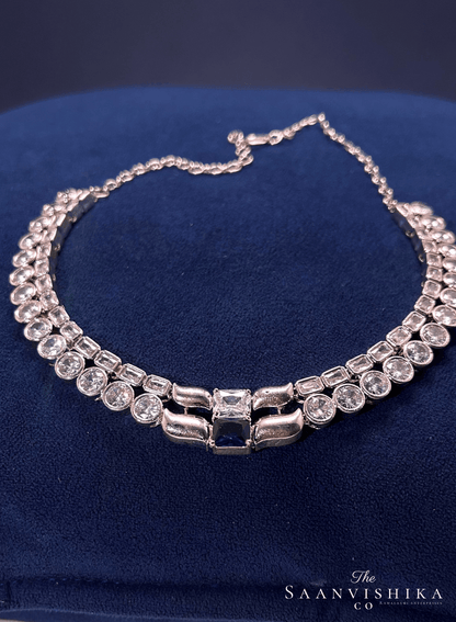 Silver Purple Gemstone Neck Patti