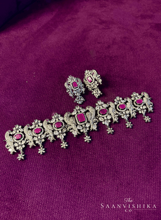 Black Victorian Parrot Choker Ruby Red