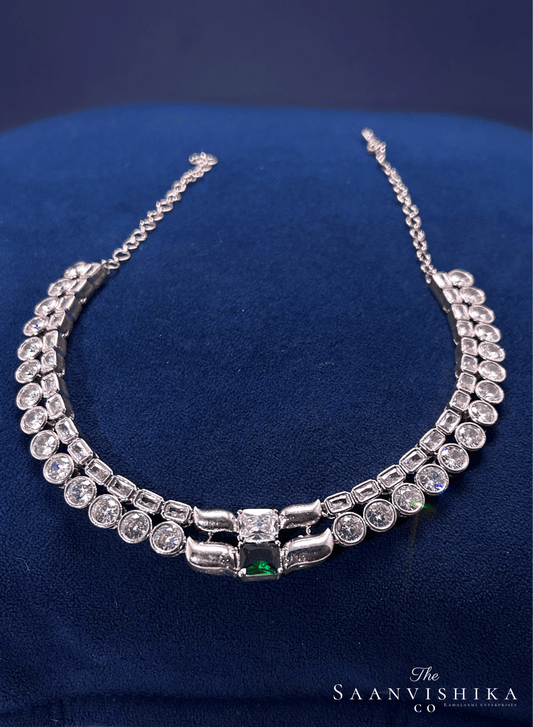 Royal Emerald Stone Silver Kanti