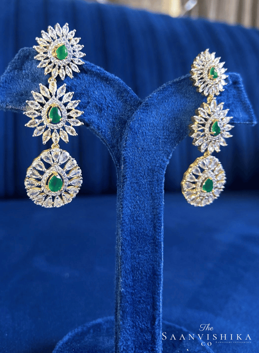 Triple Droplet Earrings (Green)