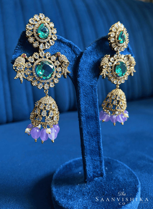 Parrot Jhumka Earrings Sea Green