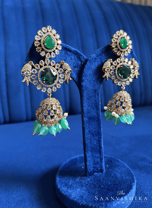 Parrot Jhumka Earrings Green