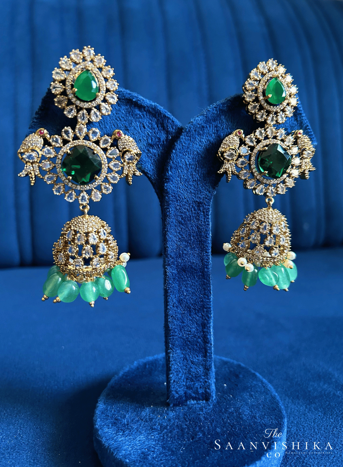 Parrot Jhumka Earrings Green