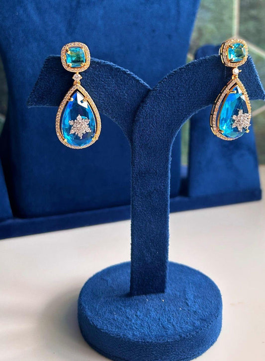 Teardrop Gemstone Doublet Earrings Blue
