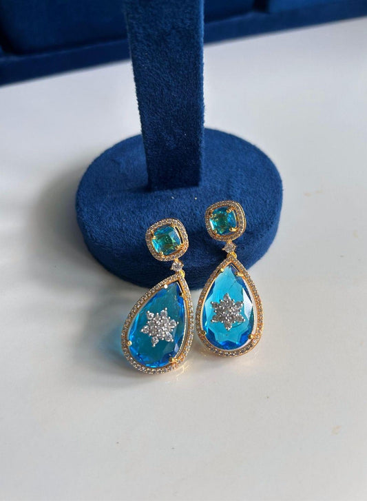 Teardrop Gemstone Doublet Earrings Blue