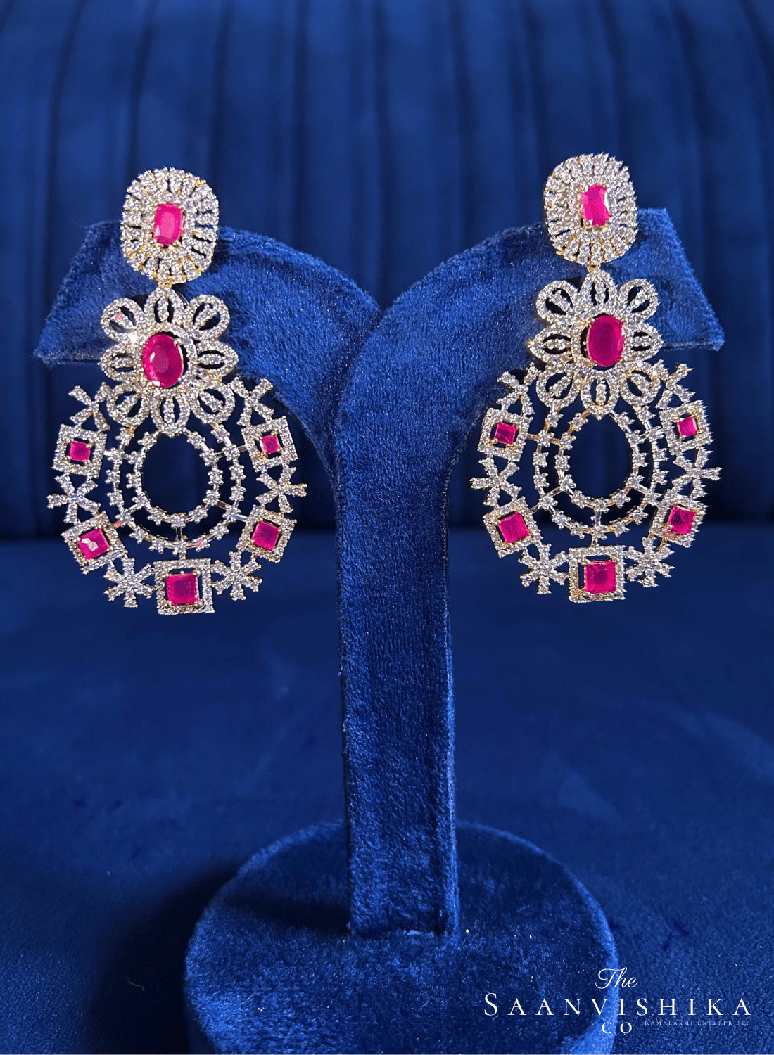 Bridal Gemstone Chandbali (Red)