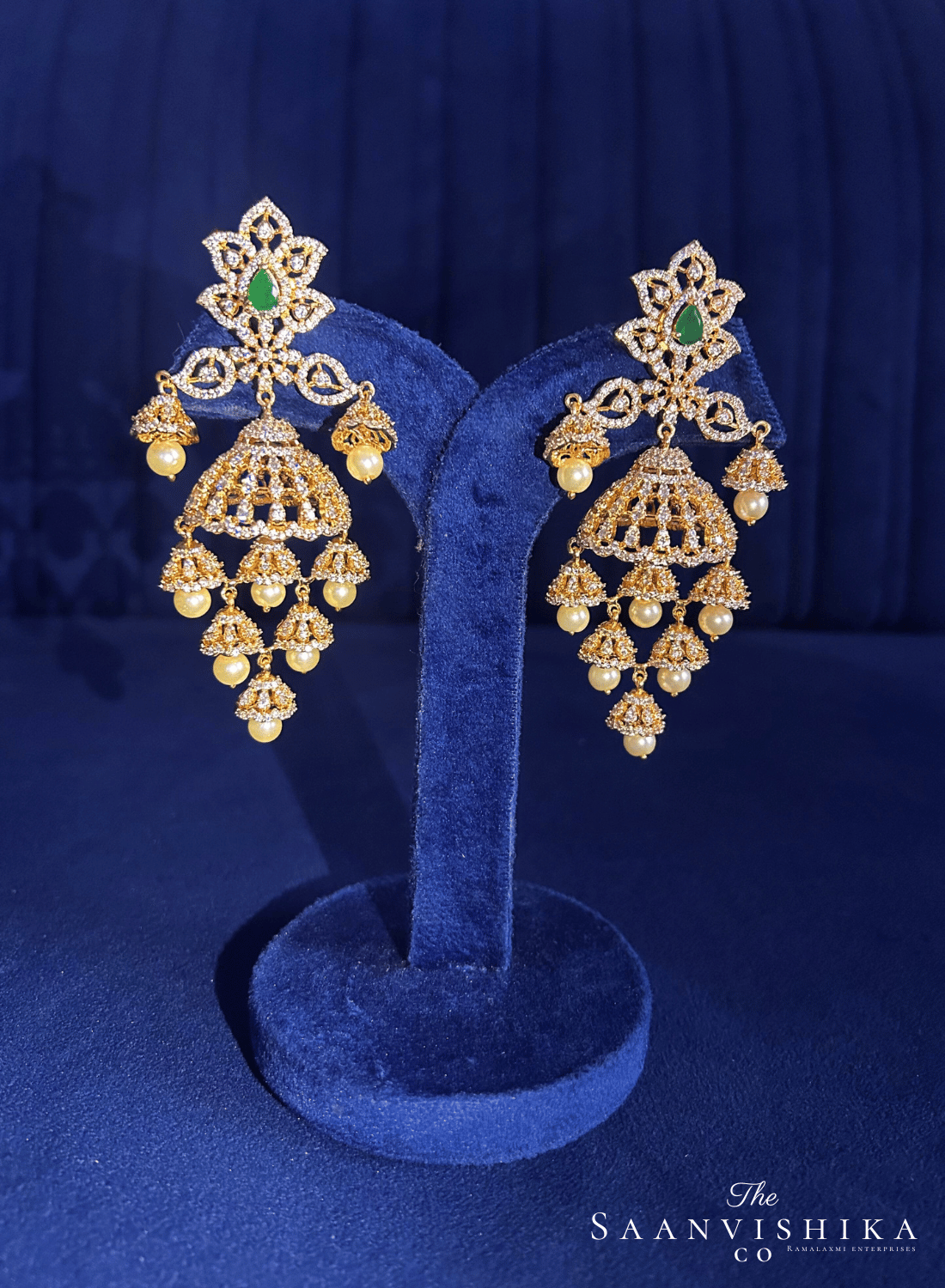 Bridal Pearl Jhumka (Green)