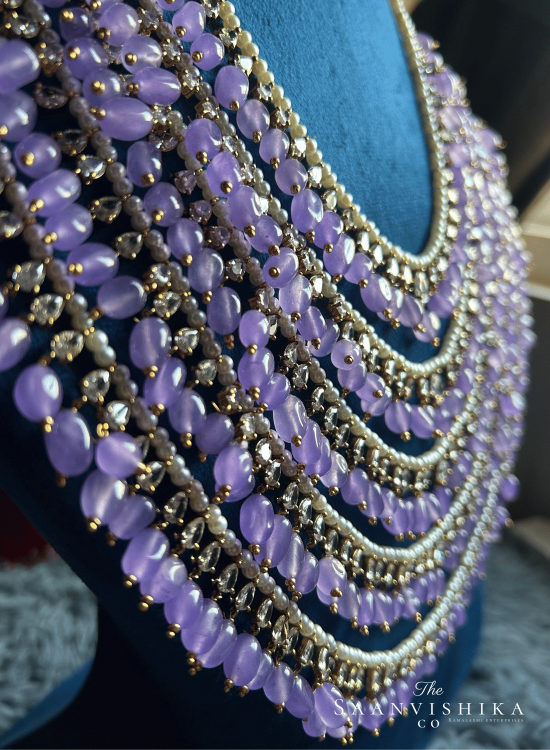 5 Layer Beads Haram with Cz Diamonds (Purple)