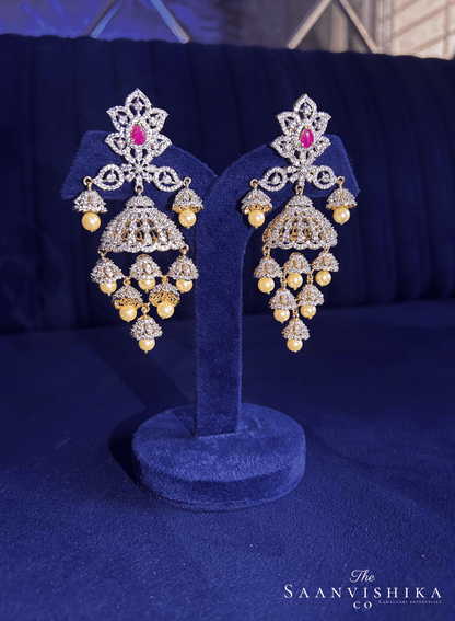 GJ Bridal Pearl Jhumka (Red)