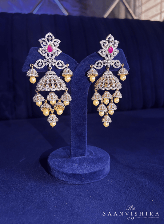 GJ Bridal Pearl Jhumka (Red)